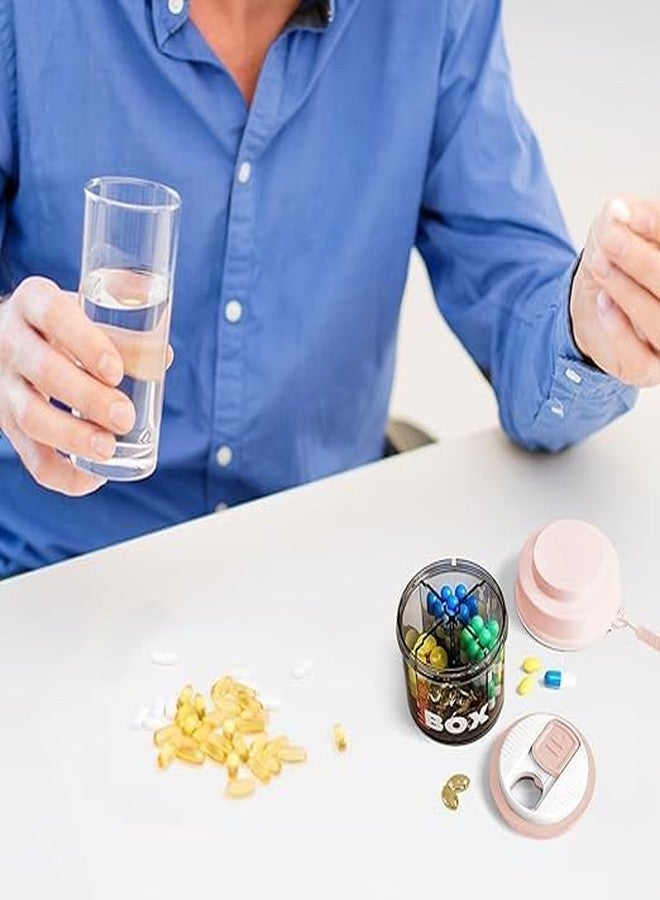 CLICKSWIFT علبة حبوب طبية فاخرة من كليكسويفت® بأربعة أقسام، للمكملات الغذائية، خالية من مادة BPA، مصنوعة من مواد آمنة غذائياً، ومضادة للاختلاط، بتصميم واسع الفتحات، مناسبة للسفر والاستخدام المنزلي واليومي - قطعة واحدة (متعددة الألوان) - Image 5